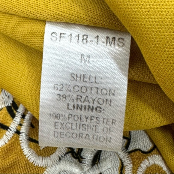 THML Women’s size Medium Mustard Yellow Floral Sleeveless Embroidered Dress - Picture 8 of 12